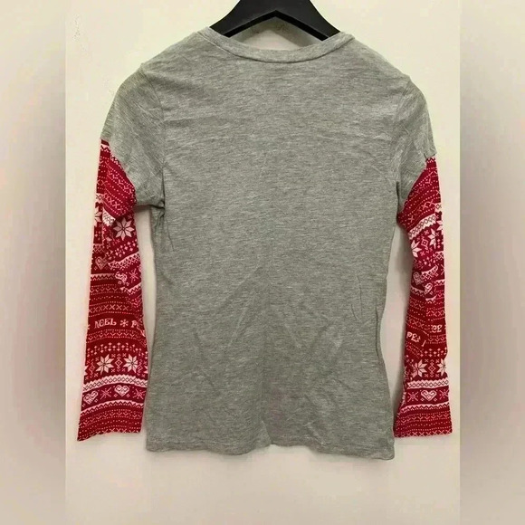 Disney Christmas Mickey Minnie Shirt Junior Sparkly Gray Long Sleeve Size M 7/9 - Picture 2 of 6